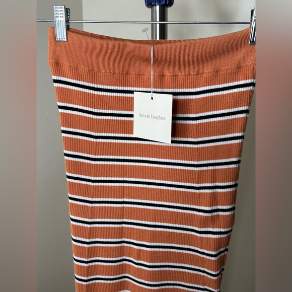 FAVORITE DAUGHTER, THE REVENGE RIBBED MIDI SKIRT, CORAL STRIPE - Picture 3 of 5